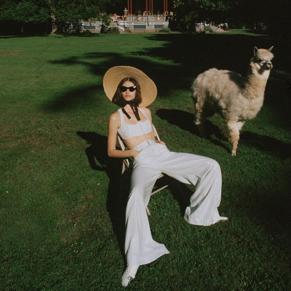 For Love and Lemons Skylar Wide Leg Pants and Cropped Corset Top!